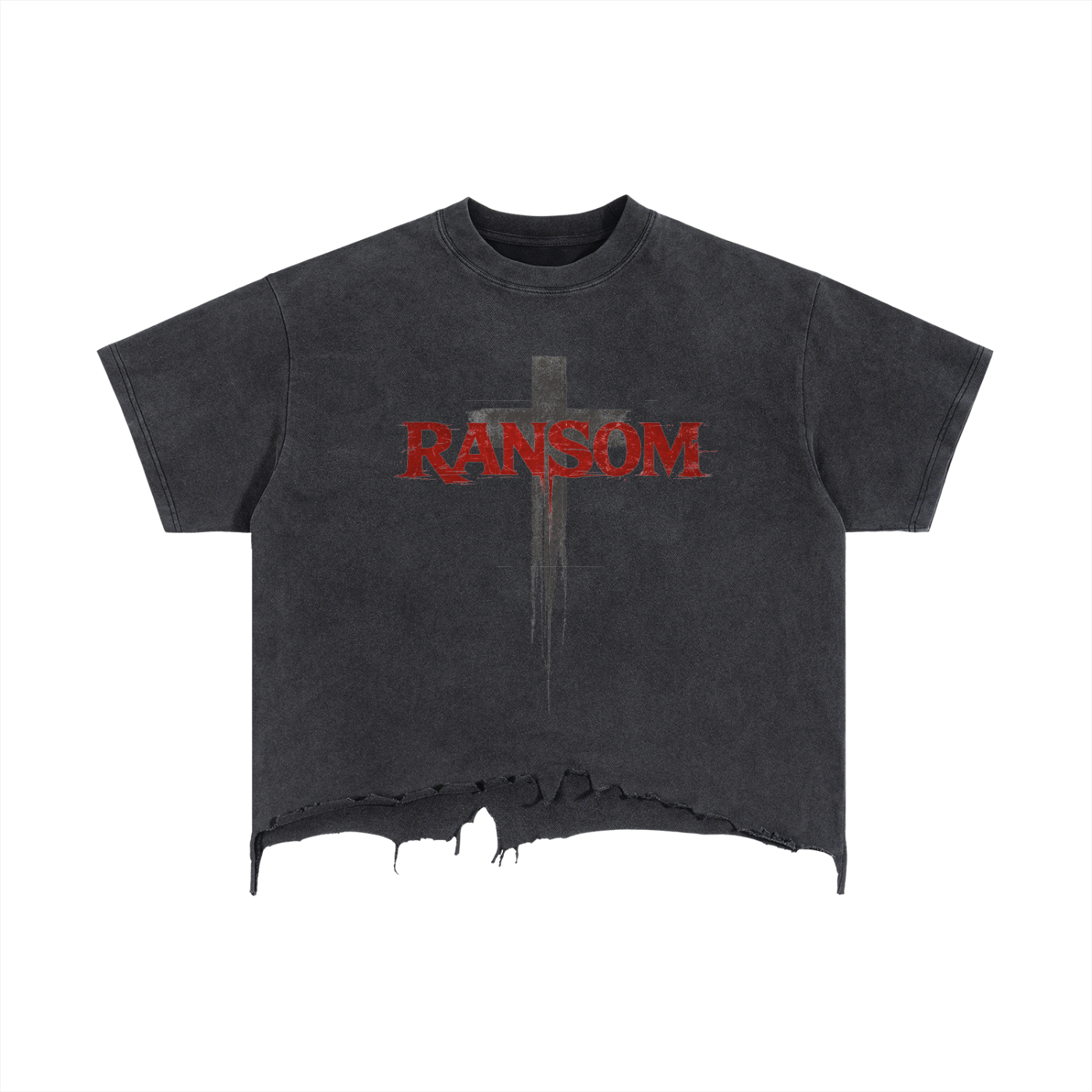 RANSOM Boxy Distressed Hem T-Shirt | Faith-Based Streetwear Tee