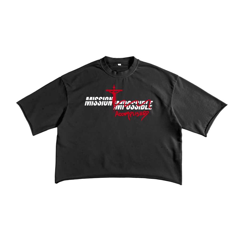 Mission Accomplished Raw Edge T-Shirt | Christian Graphic Streetwear Tee