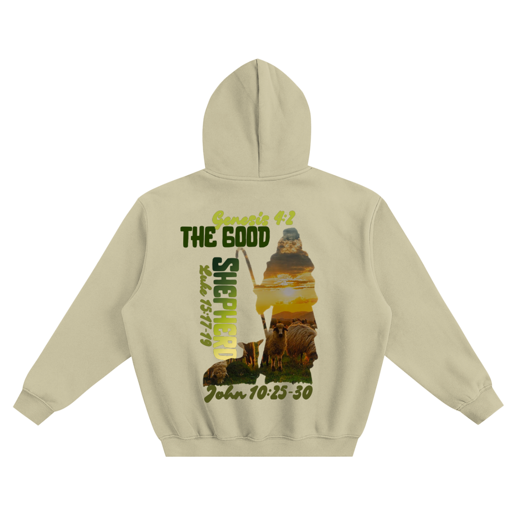 The Good Shepherd Fleeced Boxy Hoodie | Christian Graphic Streetwear Hoodie