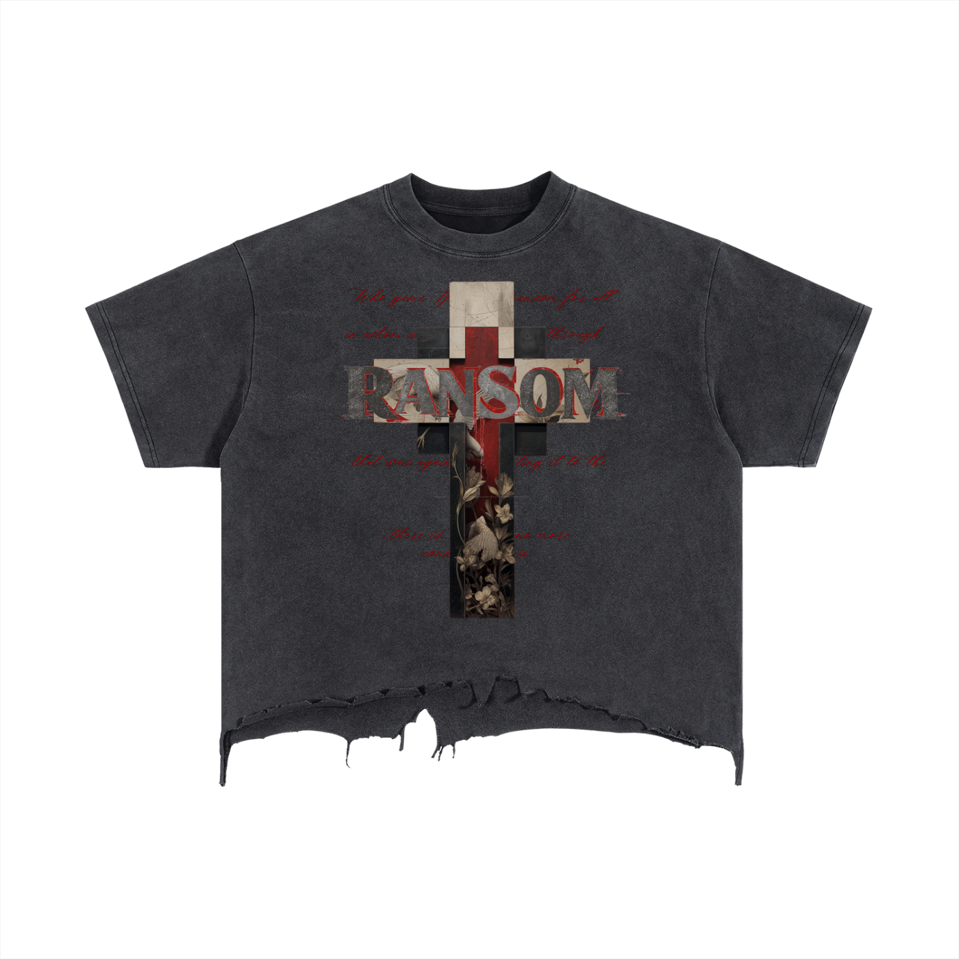 RANSOM (Passion) Boxy Distressed Hem T-Shirt | Christian Streetwear Graphic Tee