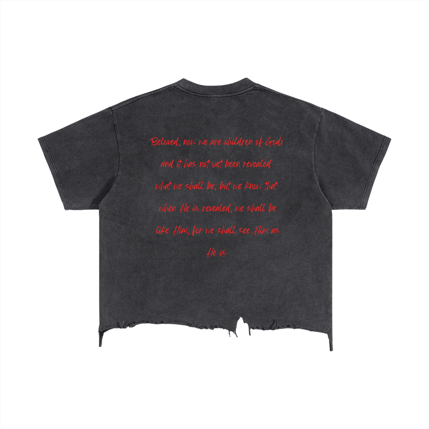 HE is Coming Boxy Distressed Hem T-Shirt | Christian Graphic Streetwear Tee