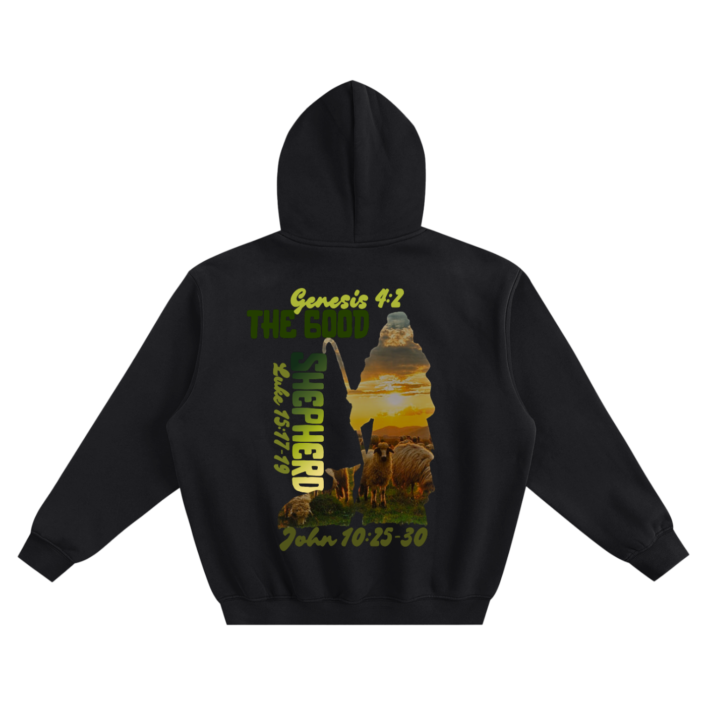 The Good Shepherd Fleeced Boxy Hoodie | Christian Graphic Streetwear Hoodie