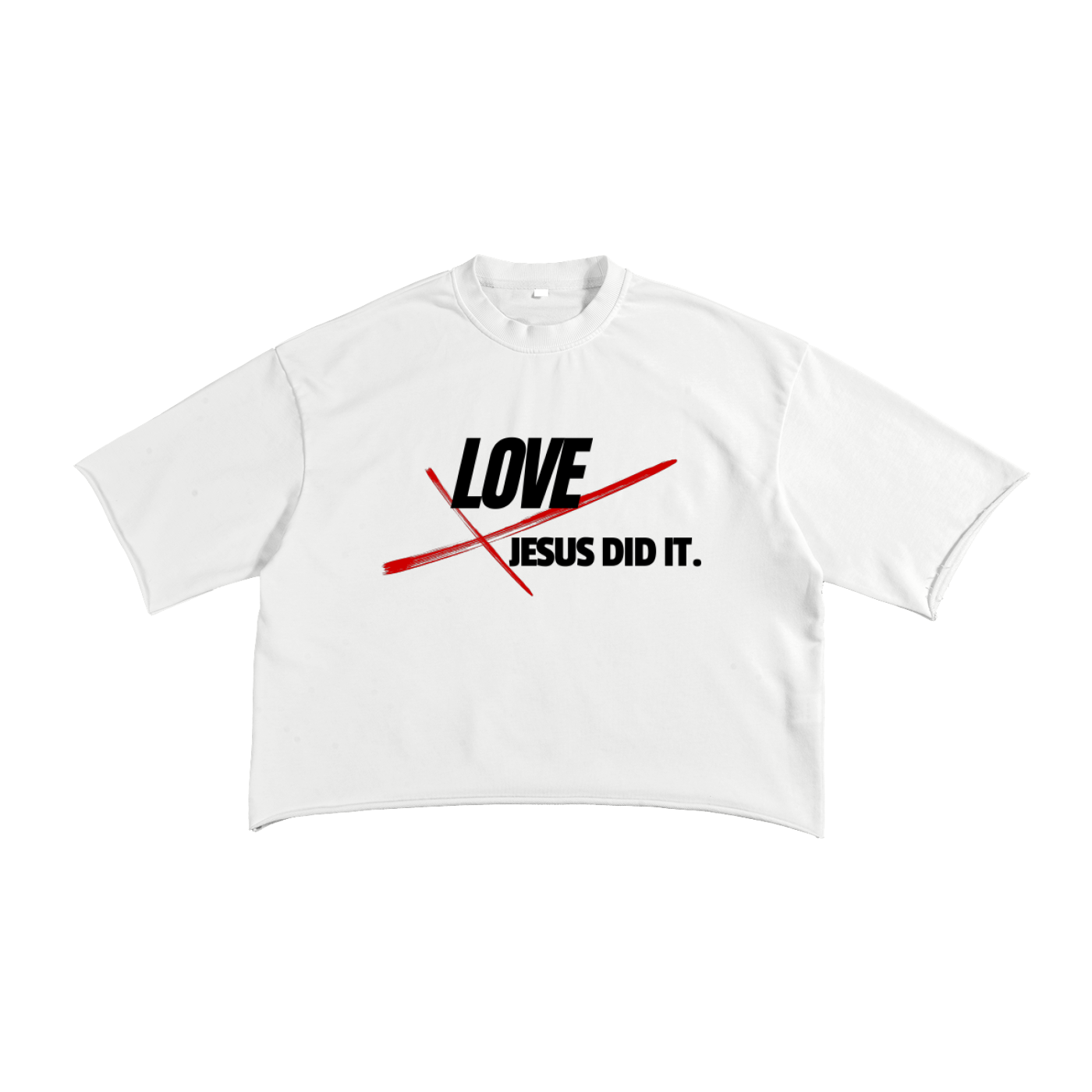 Jesus Did It Raw Edge T-Shirt | Faith-Based Streetwear Tee