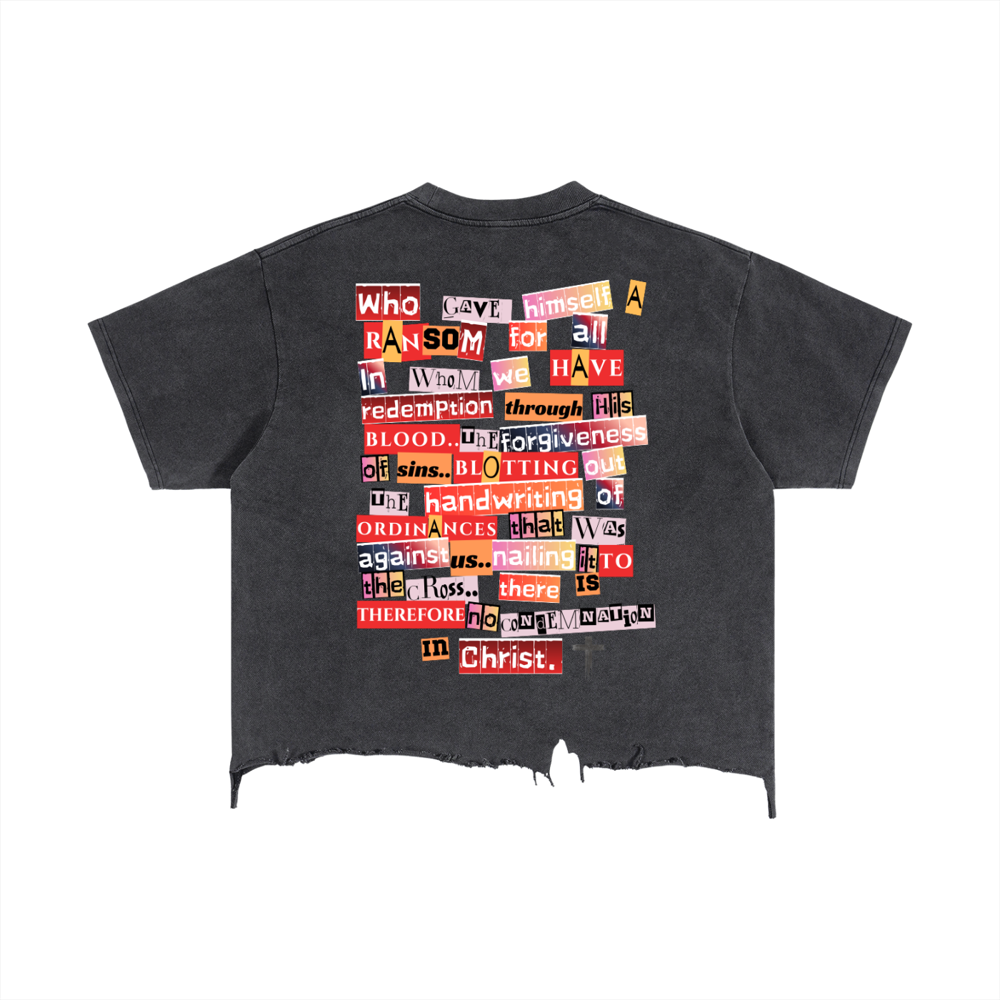RANSOM (Multi) Boxy Distressed Hem T-Shirt | Christian Streetwear Graphic Tee