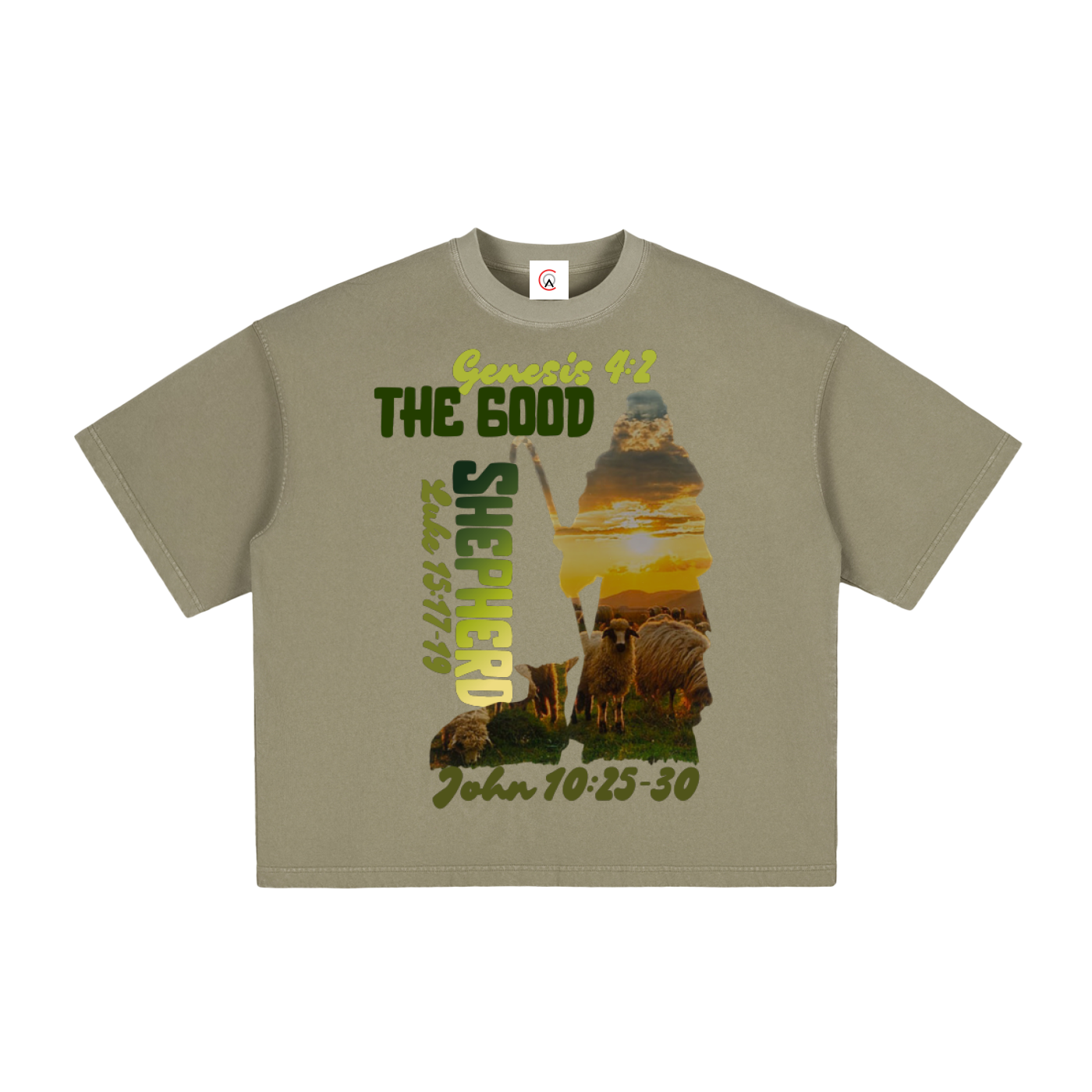 The Good Shepherd Vintage Washed Boxy T-Shirt | Faith-Based Streetwear Tee
