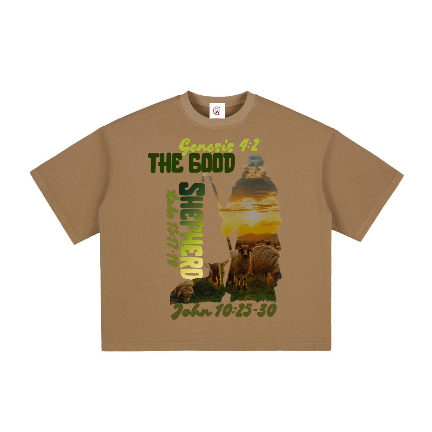 The Good Shepherd Vintage Washed Boxy T-Shirt | Faith-Based Streetwear Tee