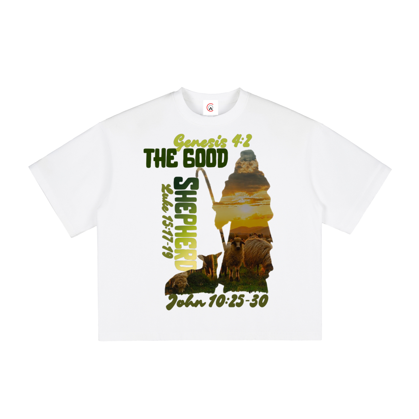 The Good Shepherd Vintage Washed Boxy T-Shirt | Faith-Based Streetwear Tee