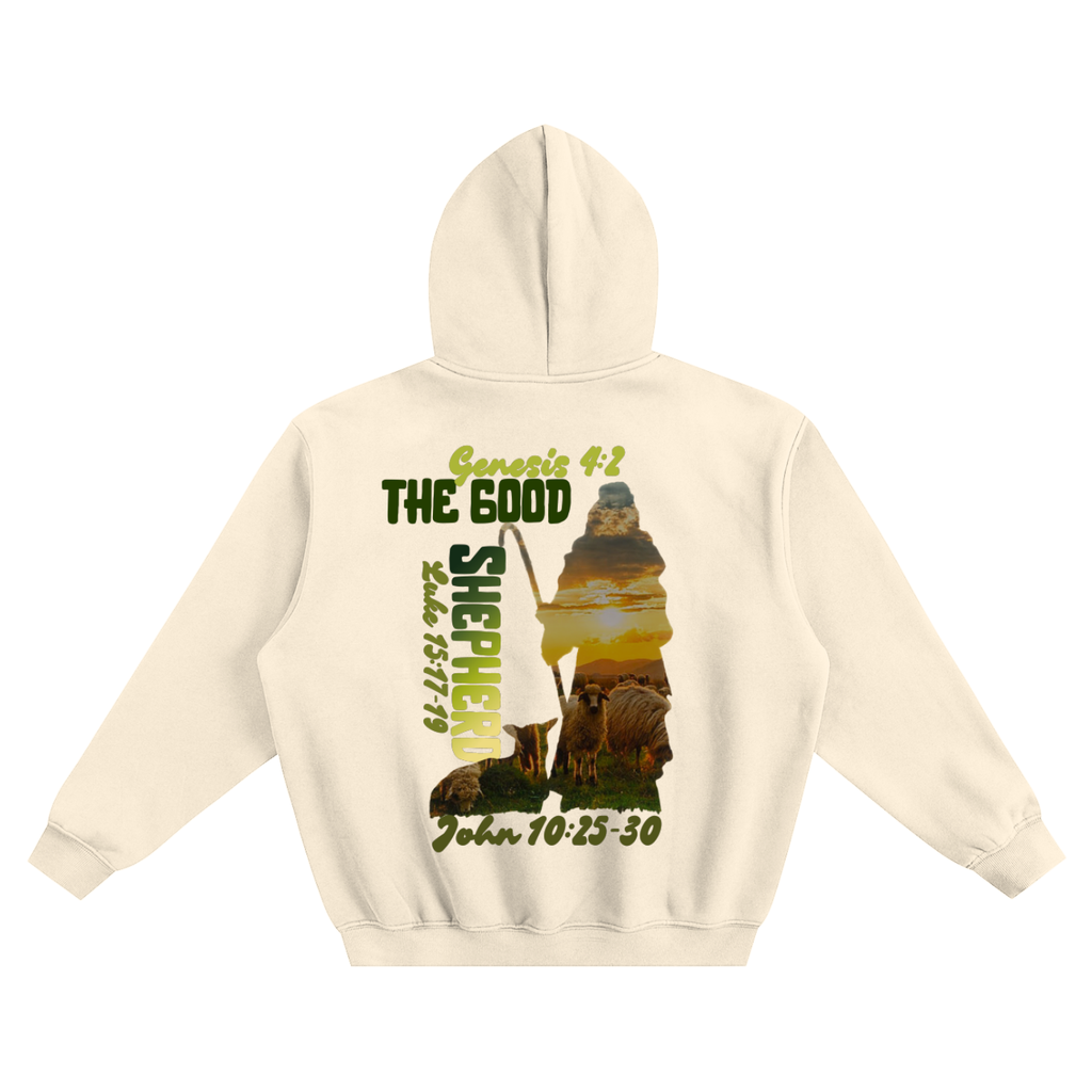 The Good Shepherd Fleeced Boxy Hoodie | Christian Graphic Streetwear Hoodie