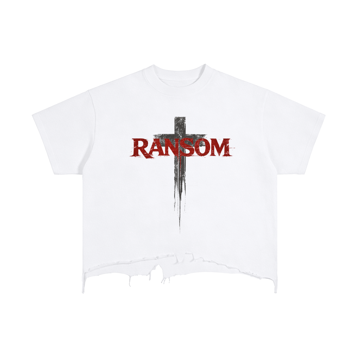 RANSOM Boxy Distressed Hem T-Shirt | Faith-Based Streetwear Tee